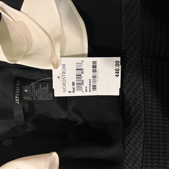 NWT: JAY GOODFREY BLACK & WHITE RUFFLE DRESS, SZ: 4 - Picture 12 of 15